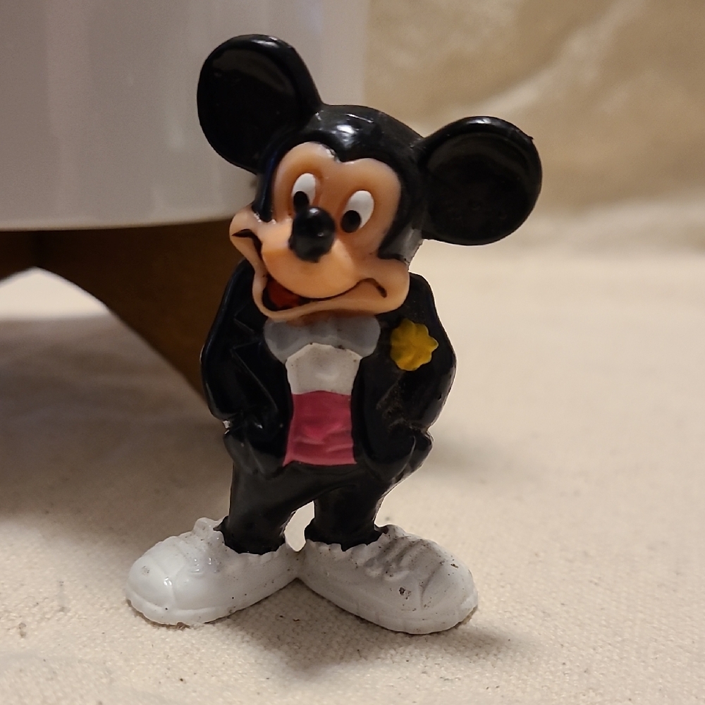 Disney Mickey Mouse Figurine Black and White Vintage 2" Collectible Toy Unisex